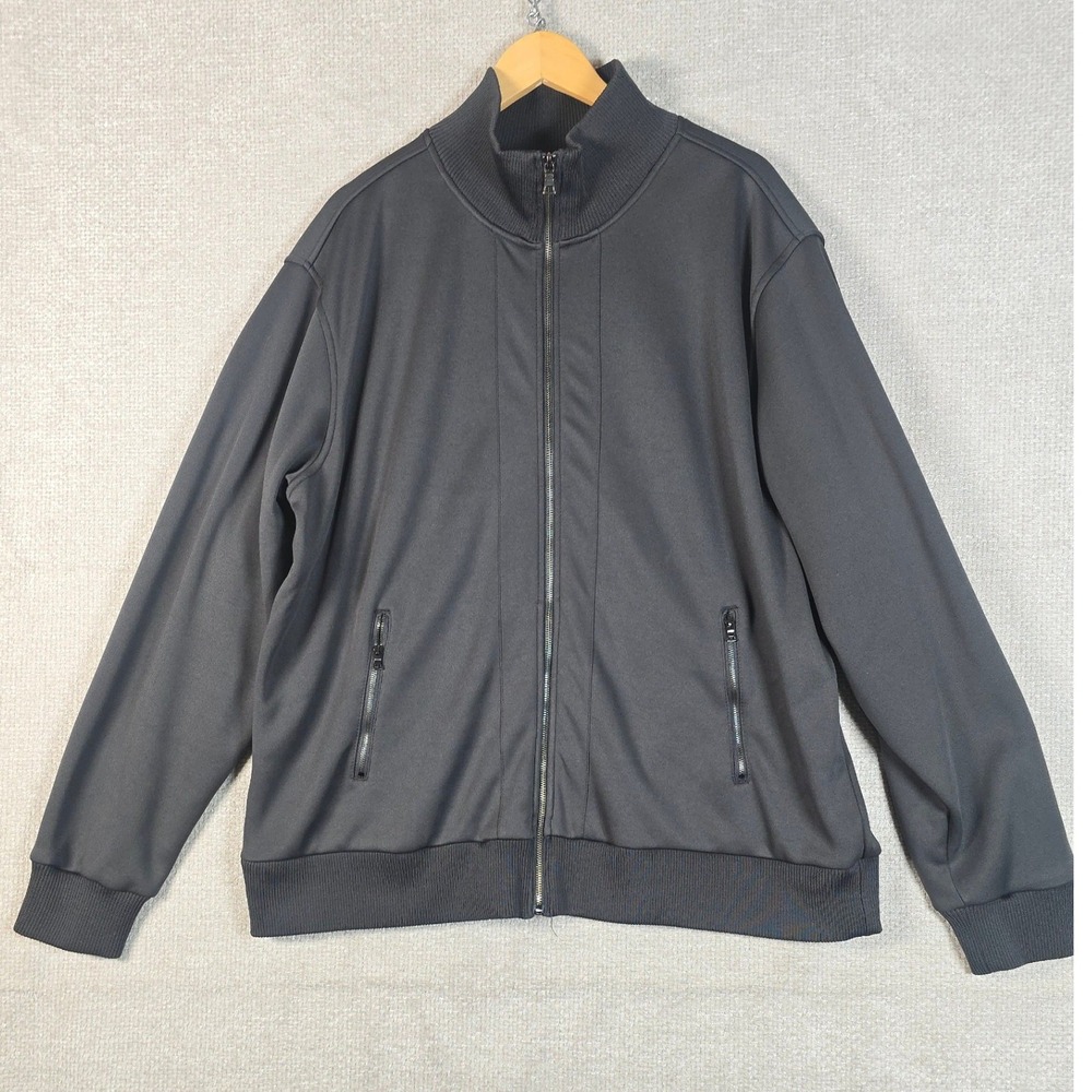 Apt 9 Mens XXL Gray Full Zip Track Jacket Mock Neck Zipper Pockets